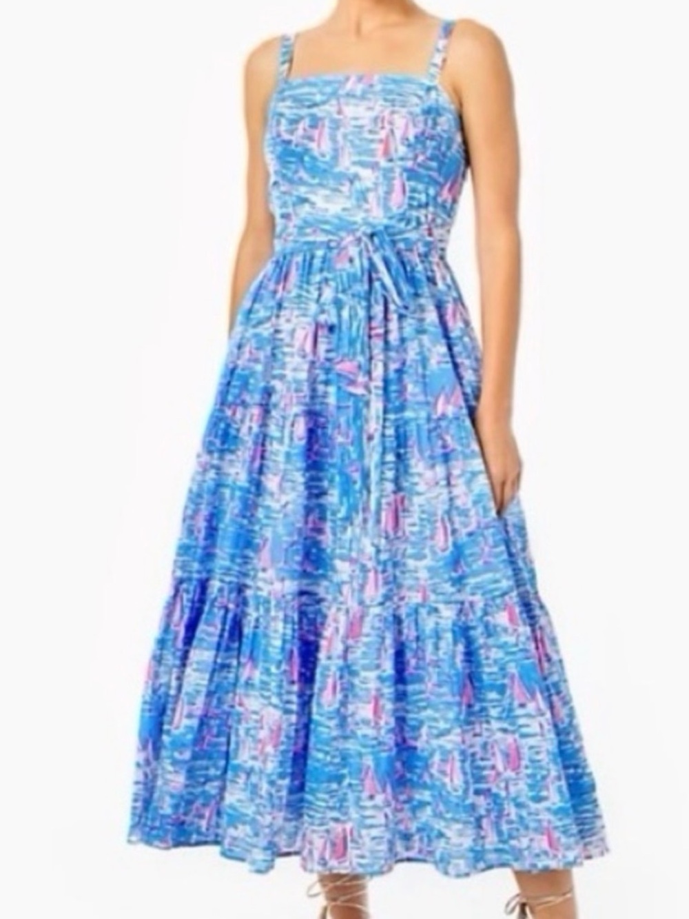 Lilly Pulitzer Blue and Pink Printed Maxi Dress